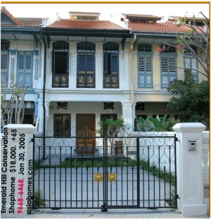 Singapore's premier downtown Emerald Hill Conservation Shophome for rent, $18,000. asiahomes.com