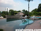 Water flows over the edge pool of Newton 18, Singapore