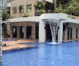 At Gardenville Singapore condo, Gym work out watching waterfall