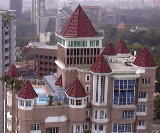 Ardmore View's penthouse with terrace pool, Singapore. D'Grove Villas condo on left side.