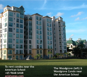 The Woodgrove & Woodgrove Condos (right) near American School, Singapore. asiahomes.com +65 9668 6468